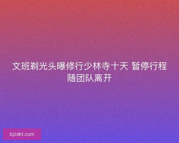 文班剃光头曝修行少林寺十天 暂停行程随团队离开